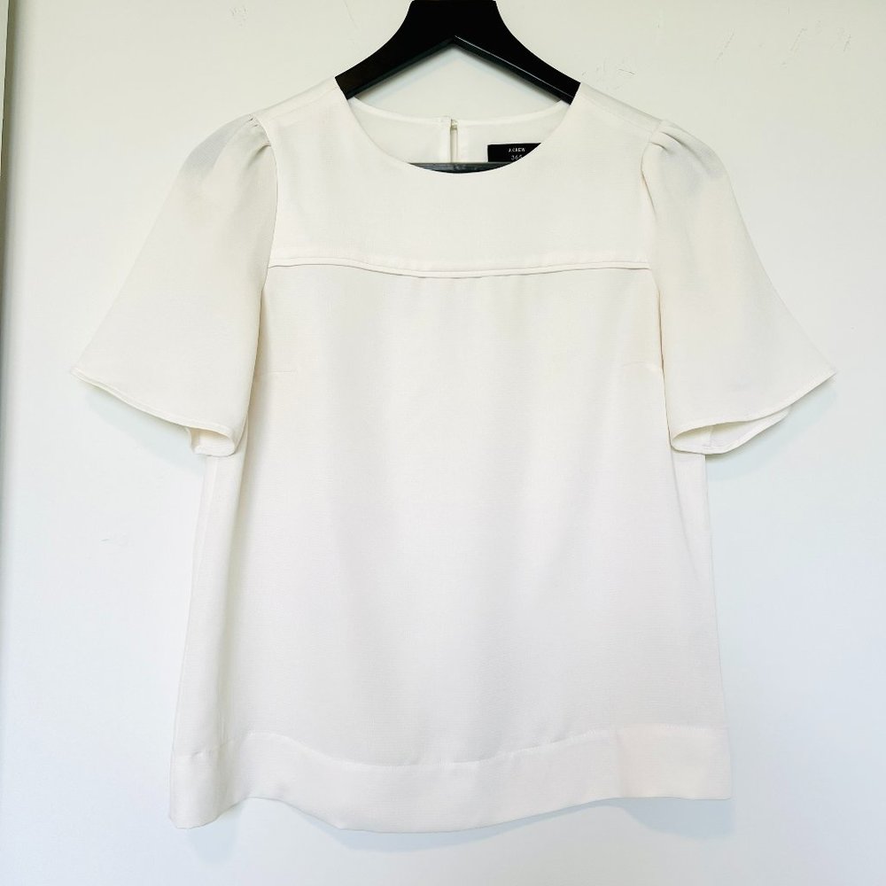 J. Crew Ivory Short-Sleeved Blouse | Size 00